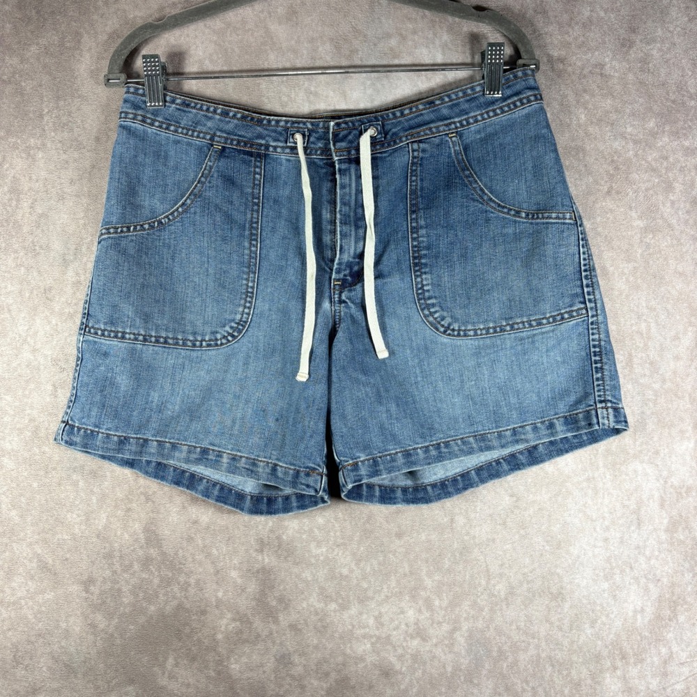 Old Navy Denim Shorts Womens Size 8 Blue Just Below Waist Drawstring y2k 90s